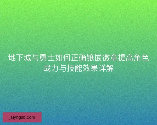 地下城与勇士如何正确镶嵌徽章提高角色战力与技能效果详解
