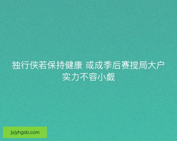 独行侠若保持健康 或成季后赛搅局大户实力不容小觑