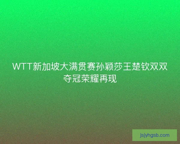 WTT新加坡大满贯赛孙颖莎王楚钦双双夺冠荣耀再现